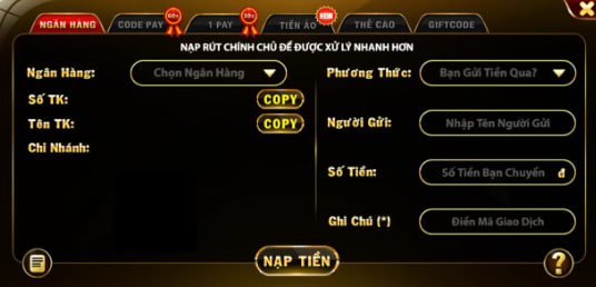 Những điều cần chú ý khi nạp tiền Vic79 bằng ngân hàng